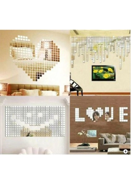 Parlak Gümüş Pleksi Mozaik Dekoratif Ayna 200 Adet 3x3 cm fiyatları