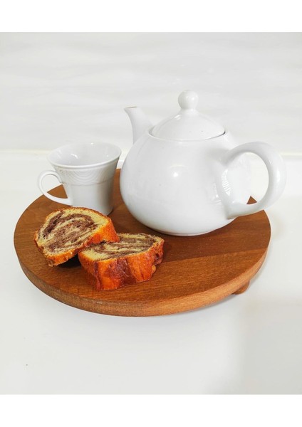 Ahşap Ayaklı Sunumluk, Şık ve Doğal Ceviz Rengi, Zarif Tasarım