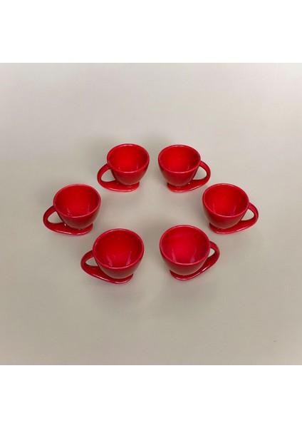6'lı Kırmızı Kendinden Altlıklı Tasarım Fincan Takımı, Kahve ve Bitki Çayı Için modelleri