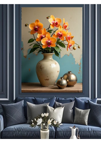 Renkli Çiçekli Vazo ve Tablo Dekor Seti, Ahşap ve Kanvas Malzeme fırsatları