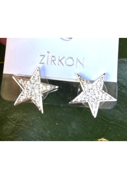 Gümüş Renk Lüks Gösterişli Yıldız Figürlü Küpe