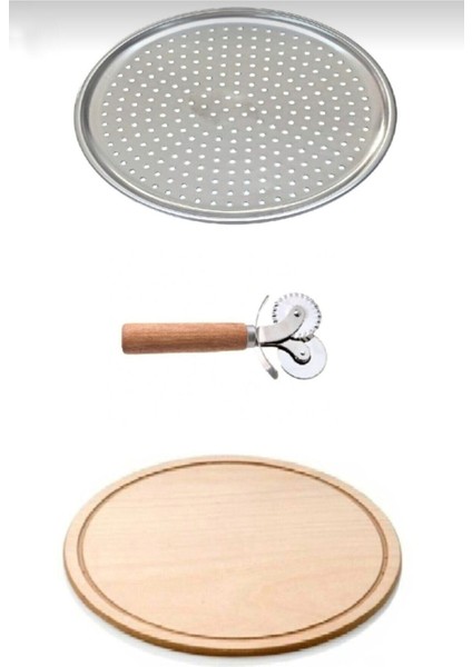 Bej Renkli Pizza Pişirme ve Servis Seti, Pratik ve Şık Tasarım