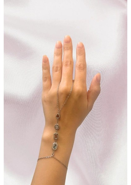 Kadın Şahmeran Bileklik – 7 Elementli Çok Renkli Taşlı Y Model Altın Kaplama