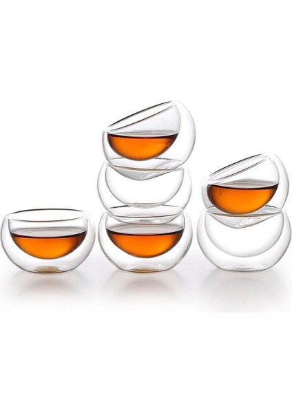 6'lı 50ML Turuncu Çift Cidarlı Cam Mini Sosluk Seti fiyatları