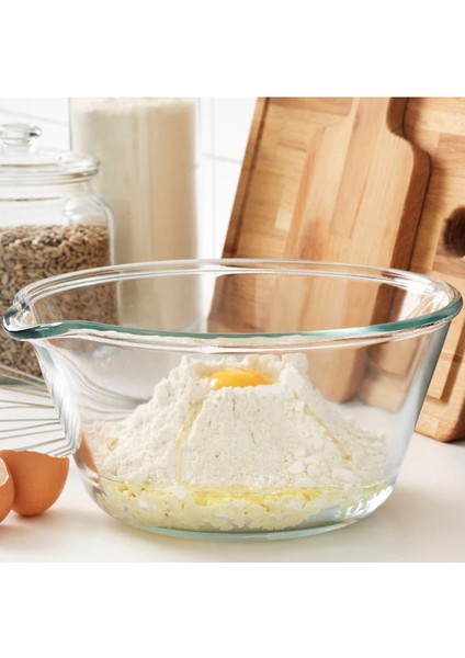 26 cm Ağızlıklı Cam Kase, Hamur Işleri Için Şık ve Dayanıklı Karıştırma Kabı
