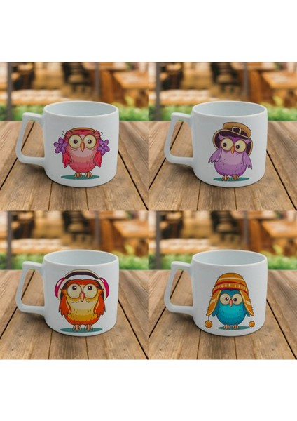 Baykuş Desenli Beyaz Fincan Takımı, Şık ve Kullanışlı, Hediye Için Uygun