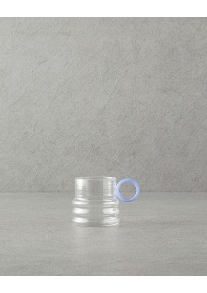 Mavi ve Ekru Borosilkat Cam Kupa, Şık ve Dayanıklı Içecek Bardağı