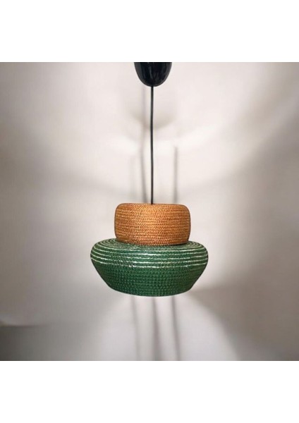 Modern ve Rustik Dekoratif Hasır Avize, Şık ve Doğal Tasarım, Yeşil, Gri ve Kiremit Renk Seçenekleri