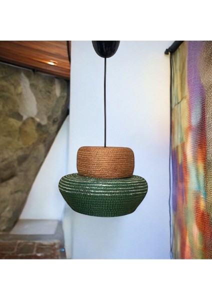 Modern ve Rustik Dekoratif Hasır Avize, Şık ve Doğal Tasarım, Yeşil, Gri ve Kiremit Renk Seçenekleri fiyatları