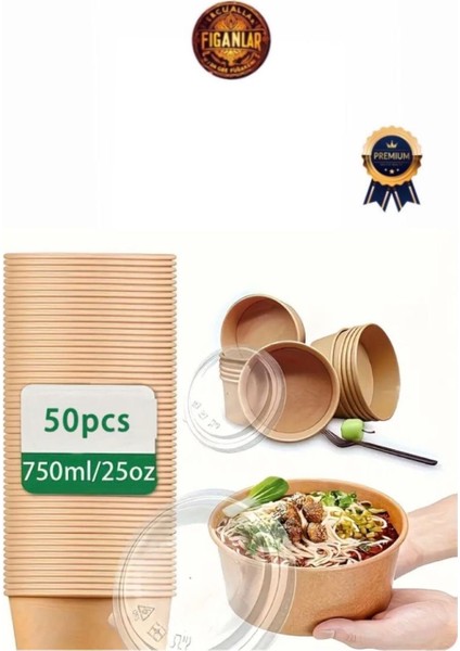 Şeffaf Kapaklı Kraft Karton Makarna ve Salata Kasesi 750CC 10'lu Set fırsatları