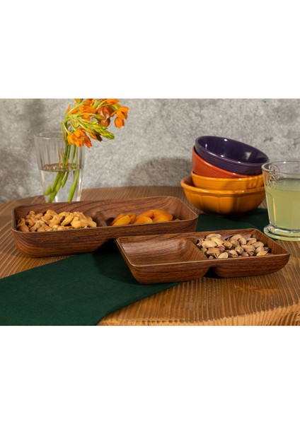 Kahverengi Iki Bölmeli Çerezlik 18.5cm, Şık ve Kullanışlı Ev Aksesuarı fiyatları