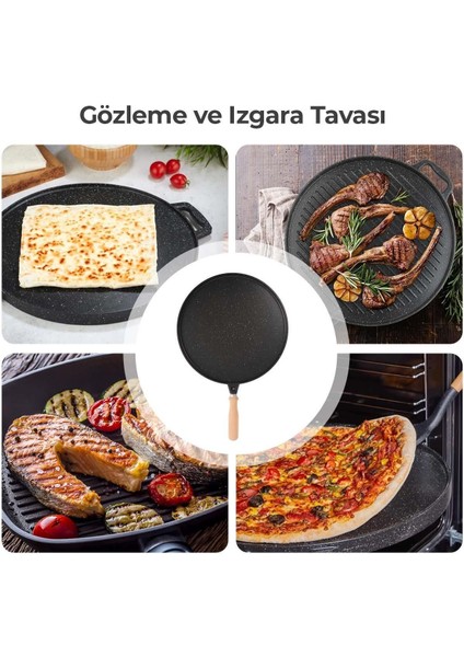 Çift Taraflı Granit Döküm Tava, Gözleme ve Izgara, Çıkarılabilir Sap, Spatula Hediye fiyatları