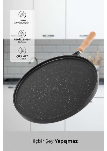 Çift Taraflı Granit Döküm Tava, Gözleme ve Izgara, Çıkarılabilir Sap, Spatula Hediye fırsatları