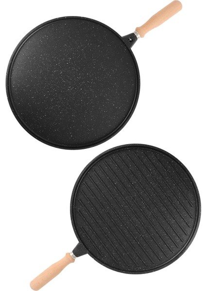 Çift Taraflı Granit Döküm Tava, Gözleme ve Izgara, Çıkarılabilir Sap, Spatula Hediye indirimleri
