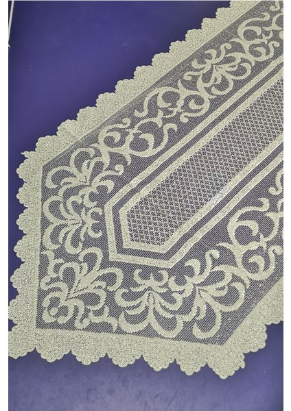 Yeşil Osmanlı Desenli Örme Tül Ranner Örtüsü Şık ve Zarif Tasarım modelleri