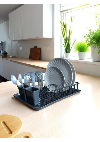Siyah Metal Tezgah Üstü Tepsi ve Kaşıklık, Tek Katlı Bulaşık Kurutmalık, Pratik Kullanım modelleri