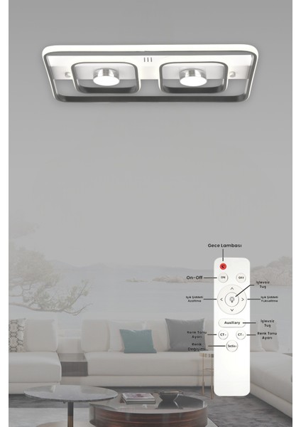 ESSLİGHT SANYA 60 CM PLAFONYER LED AVİZE 3 RENK IŞIK MODLU (BEYAZ SARI GÜN IŞIĞI) SALON OTURMA ODASI YATAK ODASI OFİS
