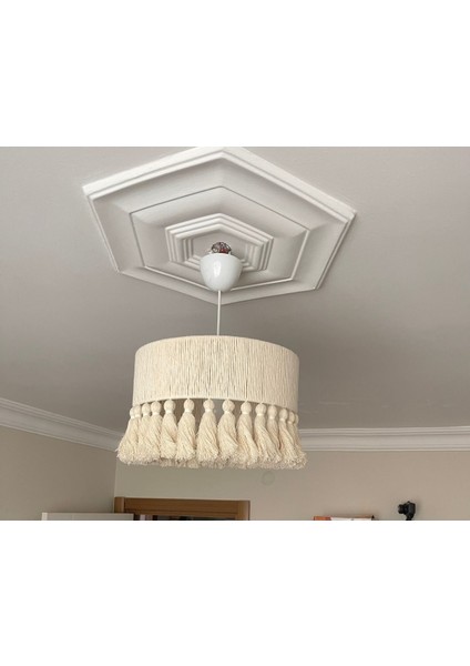 Ekru Makrome Aydınlatma, Iskandinav ve Rustik Tarz Bohem Avize Duy Dahil fiyatları