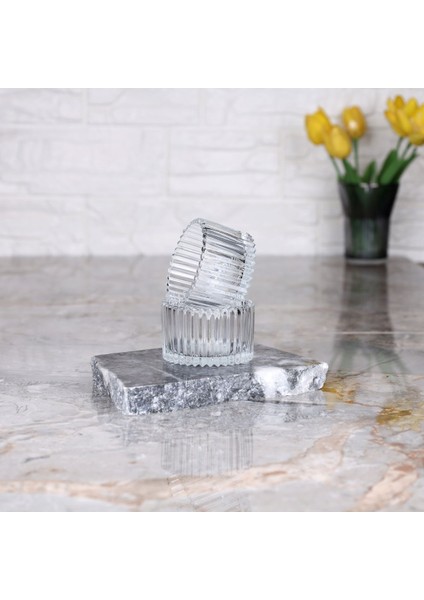 6'lı Mini Cam Sosluk ve Lokumluk Seti, Çizgili Dekoratif Kase, Beyaz fiyatları