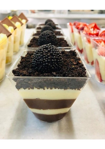 Turkuaz Şeffaf Akrilik Prizma Kase, Büyük Boy, 10 Adet Set modelleri