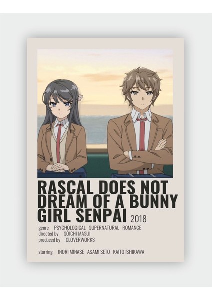 Rascal Does Not Dream Of Bunny Girl Senpai Anime Bilgi Kartı Çok Renkli Poster