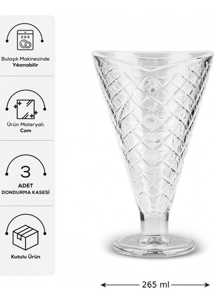 Beyaz 3'lü Dondurmalık Seti, 265 Ml, Şık ve Kullanışlı, Mutfağınıza Kolaylık Sağlar. fiyatları
