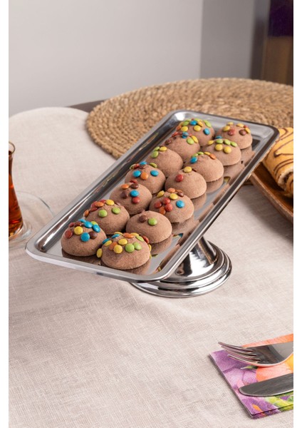 Renkli 2'li Dikdörtgen Gümüş Ayaklı Sunum Standı Kek, Pasta, Tatlı, Kurabiye fırsatları