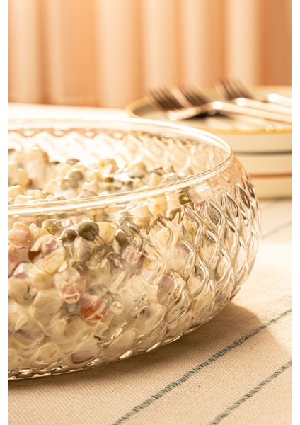 28 cm Büyük Cam Salata Sunum Kasesi, Şık ve Dayanıklı, Beyaz Renkli. indirimleri