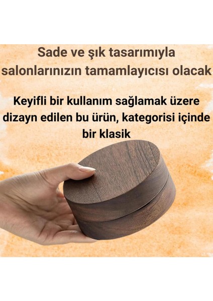 Şık Yuvarlak Paslanmaz Çelik Küllük, Kapaklı, Ceviz Ağacı Detaylı fırsatları