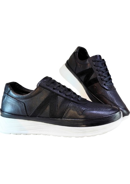 Erkek Ön Yüzü Delikli Hakiki Tabaka Deri Sneakers Ayakkabı 25WM0335