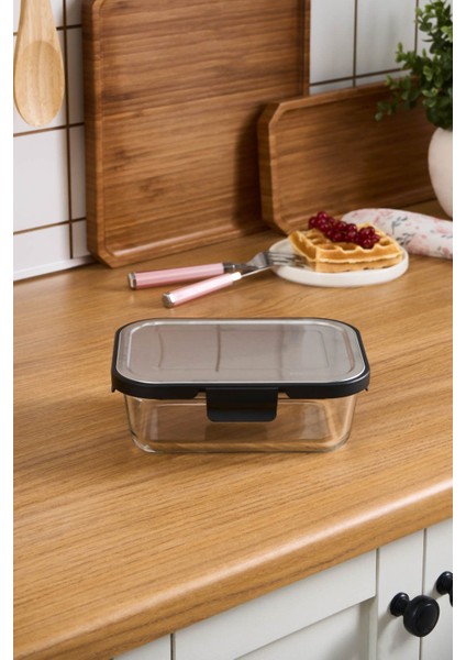 Gri Metal Kapaklı Cam Saklama Kabı 1040 Ml, Şık ve Kullanışlı Depolama Çözümü