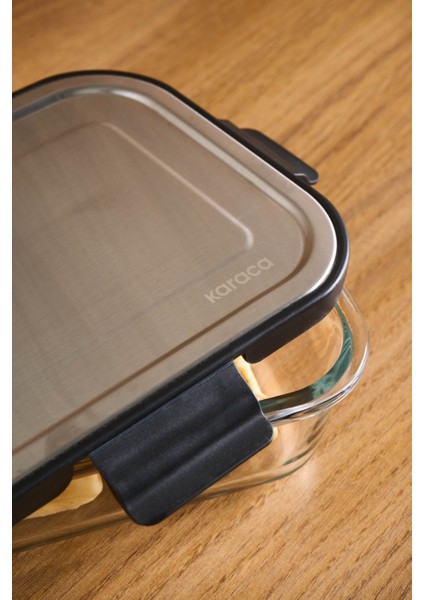 Gri Metal Kapaklı Cam Saklama Kabı 1040 Ml, Şık ve Kullanışlı Depolama Çözümü