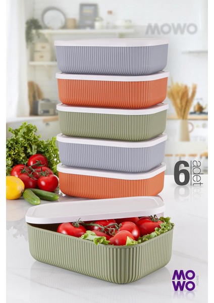 6 Adet 3.2 Lt Çok Renkli Mutfak Saklama ve Buzdolabı Düzenleyici Seti