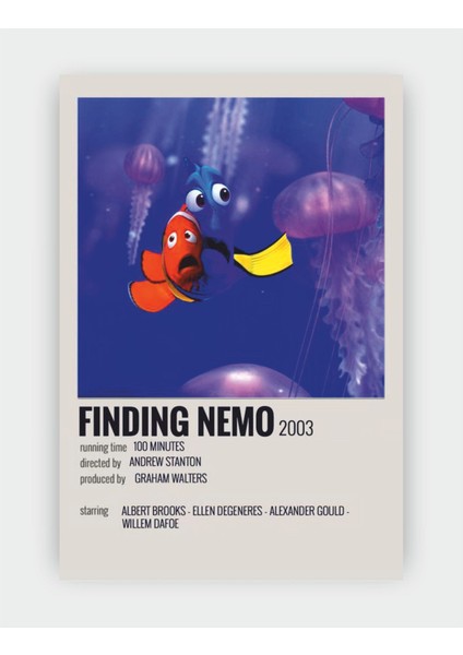 Renkli Finding Nemo Film Bilgi Kartı Duvar Posteri, Eğlenceli ve Çocuklara Uygun Dekor