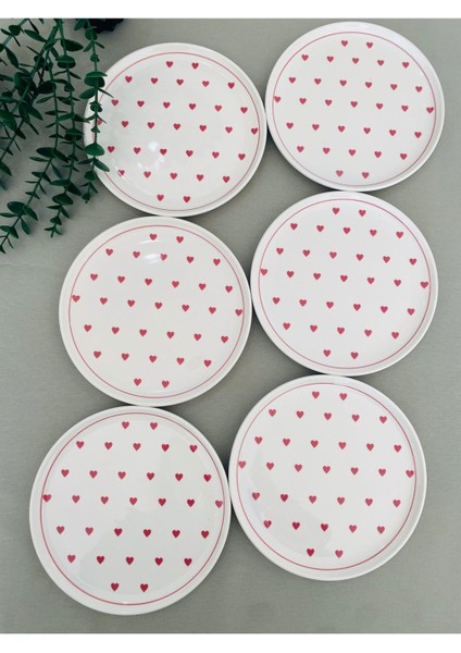 6 Adet Kırmızı Kalp Pasta Servis Tabağı, 20 Cm, Şık ve Zarif Tasarım fiyatları