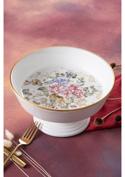 Şık Ayaklı Salata Kasesi 23,5 Cm, Beyaz, Zarif ve Fonksiyonel Tasarım