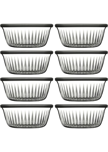 8'li Gri Kapaklı Kase Seti, Şık ve Kullanışlı Saklama Kabı Koleksiyonu