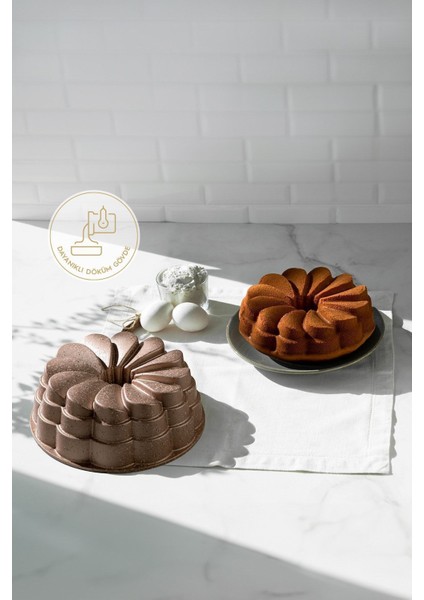 Pembe Döküm Kek Kalıbı, 25 Cm, Manolya Serisi, Şık ve Dayanıklı Tasarım