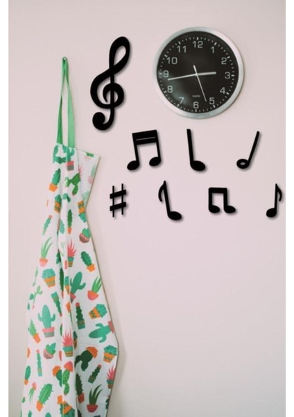 8 Parça Ahşap Sol Anahtarı ve Notalar Duvar Süsü, Siyah, Dekoratif ve Şık Tasarım fiyatları