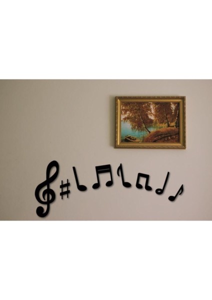 8 Parça Ahşap Sol Anahtarı ve Notalar Duvar Süsü, Siyah, Dekoratif ve Şık Tasarım fırsatları