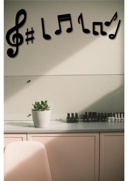 8 Parça Ahşap Sol Anahtarı ve Notalar Duvar Süsü, Siyah, Dekoratif ve Şık Tasarım indirimleri