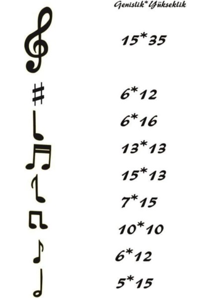 8 Parça Ahşap Sol Anahtarı ve Notalar Duvar Süsü, Siyah, Dekoratif ve Şık Tasarım