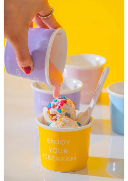 Renkli 4'lü Dondurma Kase Seti, 200 Ml, Şık ve Kullanışlı Tasarım