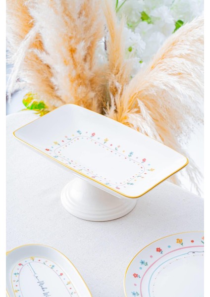 Renkli Ayaklı Sunum Tabağı - 28 Cm, Şık ve Kullanışlı Göz Alıcı Tasarım