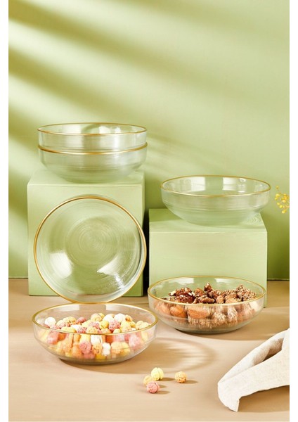 Turuncu 6'lı Cam Kase Seti, Salata, Çorba, Çerez Için Ideal, Şık ve Kullanışlı.