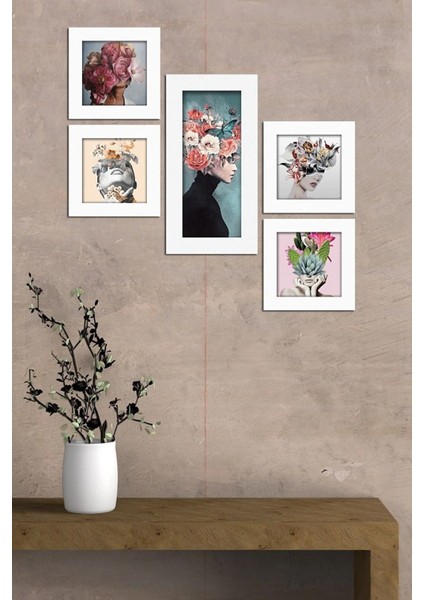 Parçalı Çerçeve Görünümlü Çok Renkli Mdf Tablo Seti