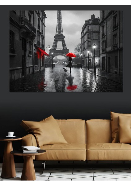 Renkli Kırmızı Şemsiye Dekoratif Kanvas ve Ahşap Tablo, Şık Duvar Dekoru modelleri