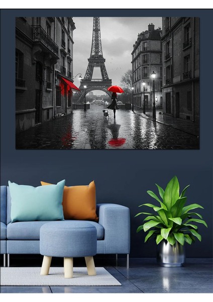 Renkli Kırmızı Şemsiye Dekoratif Kanvas ve Ahşap Tablo, Şık Duvar Dekoru fırsatları