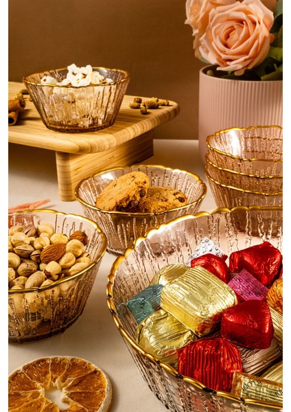 7 Parça Kahverengi Kase Seti, Gold Fileli, Şık ve Dayanıklı Tasarım indirimleri