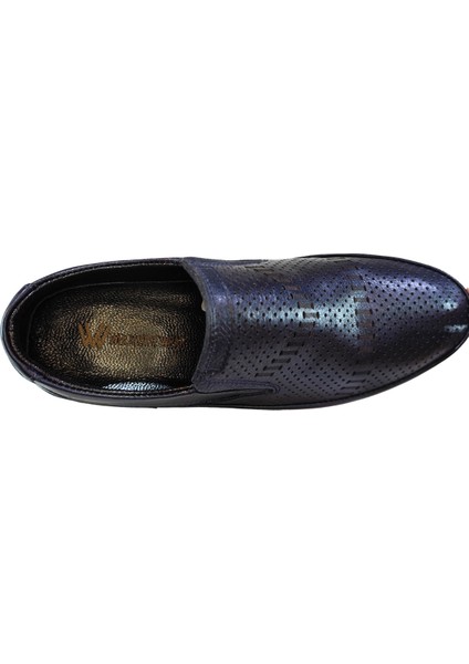 Erkek Hakiki Tabaka Deri Üstü Delikli Bağcıksız Sneakers Ayakkabı 25WM0304